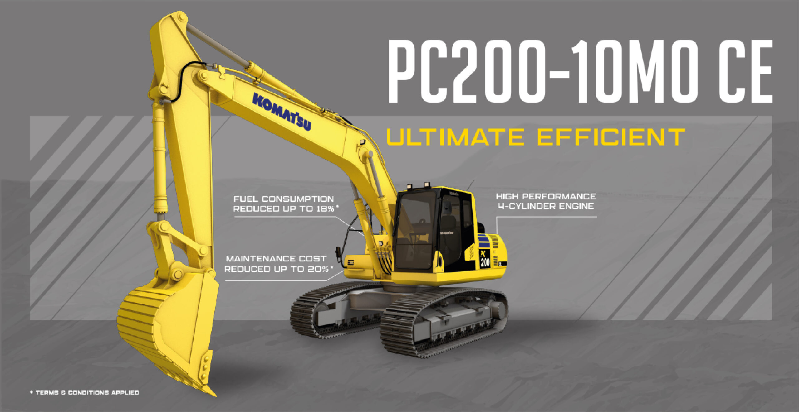 Komatsu PC200-10M0 CE: Achieve Work Efficiency with an Affordable Excavator in Its Class!